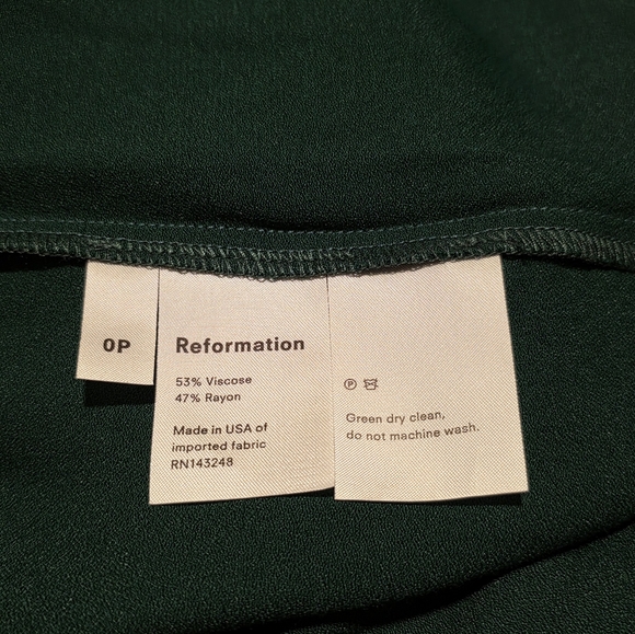 Reformation Gavin Dress in Emerald Size 0P NWT - Picture 5 of 5